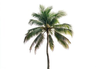 Isolated Coconut Palm Tree Against White Background for Summer Designs