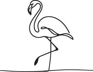Flamingo Line Art black vector