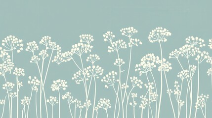 White Wildflowers Meadow with Pastel Background, and Nature Banner.