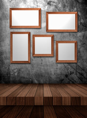 Empty photo frames on the wall