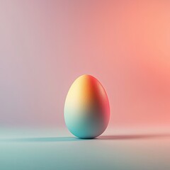 Fototapeta premium A beautifully colored egg stands against a soft gradient background, showcasing its smooth, glossy surface and elegant simplicity.