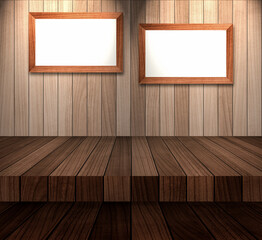 Empty photo frames on the wall