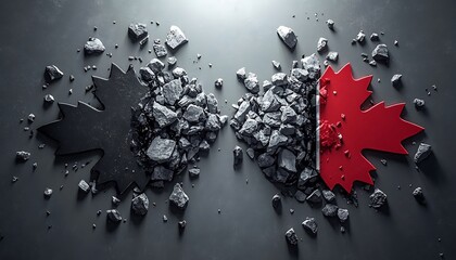 Shattered Canadian Flag - Divided Nation.