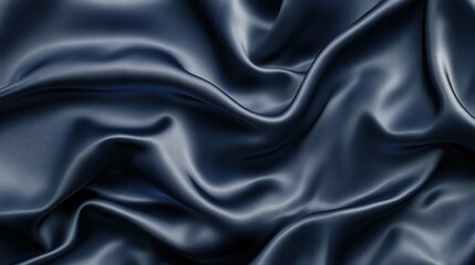 Fototapeta premium Luxurious Dark Navy Blue Silk Fabric with Smooth Folds and Subtle Shimmering Light
