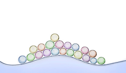Macro close up of colorful soap bubbles look like scientific image of cell and cell membrane