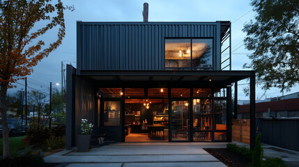Warehouse exterior design with attached compact office space