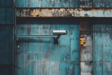 Warehouse security with a surveillance camera monitoring the premises to ensure safety