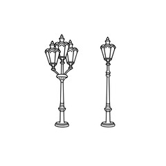 Street vintage Lamp Post Outline