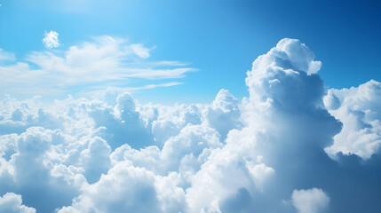 Wide web banner featuring blue skies with fluffy white clouds