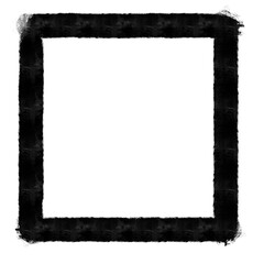 black grungy ink textured frame container, transparent background