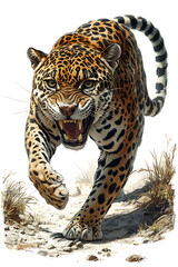 Obraz premium Jaguar, Animal, Art, Printable Image, with White Background, for Stickers, T-Shirt Print, Cap, Mug, Flip Flops, Mousepad