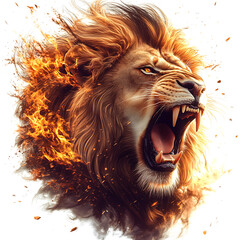 Naklejka premium Lion, Animal, Art, Printable Image, with White Background, for Stickers, T-Shirt Printing, Cap, Mug, Slipper, Mousepad