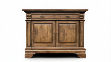 Wooden cabinet isolated on a transparent background for decor concepts