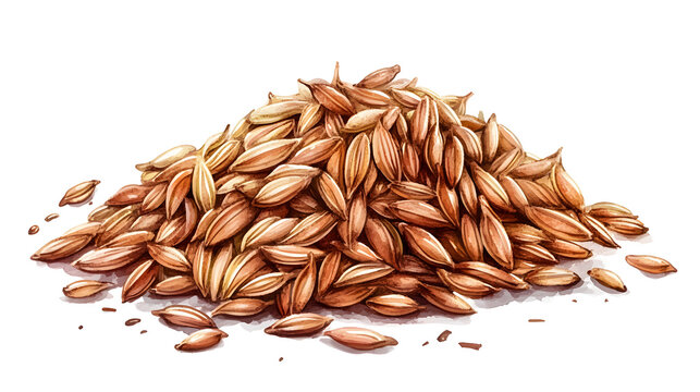 Watercolor Pile of Cumin Seeds on White Background - Culinary Ingredient Illustration