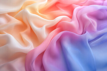 Obraz premium Colorful silk fabric flowing gently in soft light