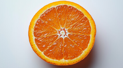 Close-up of a fresh orange slice, highlighting its vibrant color and juicy texture. Perfect for food and healthy eating themes.