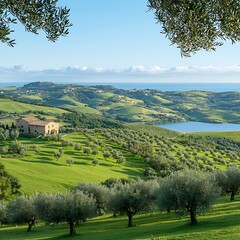 Obraz premium Tuscan Olive Grove for Coastal View.