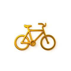 Fototapeta premium Bicycle gold metal icon on white background. Generative AI
