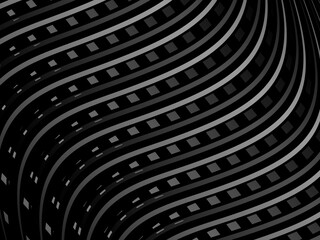 Abstract futuristic dark black background with waving design. Realistic 3d wallpaper with luxurious flowing lines. Elegant background for posters, websites, brochures, cards, banners, apps etc.	