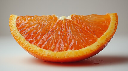 Close-up of a fresh orange slice, highlighting its vibrant color and juicy texture. Perfect for food and healthy eating themes.