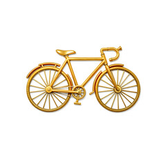 Fototapeta premium Bicycle gold metal icon on white background. Generative AI