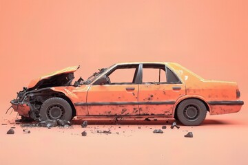 Fototapeta premium Car after accident. Damaged car