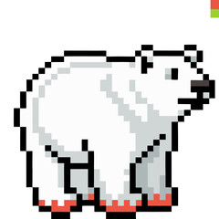 Obraz premium Pixel art polar bear standing on red shoes