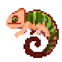 Obraz premium pixel art style of a chameleon, perfect for playful designs