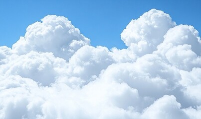 Naklejka premium Fluffy cloudscape in a clear blue sky. Possible use nature, travel, background
