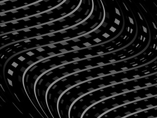 Abstract futuristic dark black background with waving design. Realistic 3d wallpaper with luxurious flowing lines. Elegant background for posters, websites, brochures, cards, banners, apps etc.	