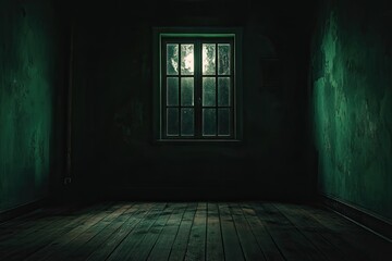 Empty, dark room with a window