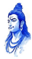 Shiva for Hindu Deity, Indigo Portrait.