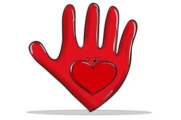 Obraz premium Hand with a heart, symbol of love and care, white bg