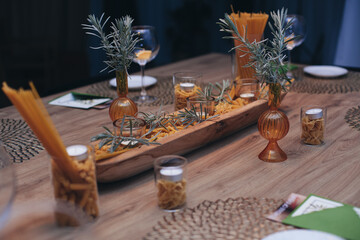 modern dinner table decor with candles