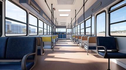 Obraz premium Empty Modern Train Interior With City View