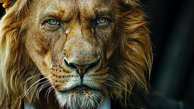 Majestic lion showcases powerful presence and striking features