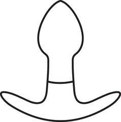 butt plug, adult sex toy, accessories for sex games and bdsm, linear black and white icons, doodle and sketch style, hand drawing