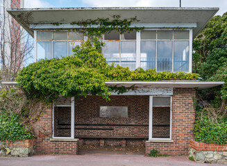 Delapidated seaside shelter at Eastbourne, UK