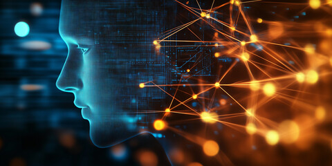 Abstract blue data connections background with copy space