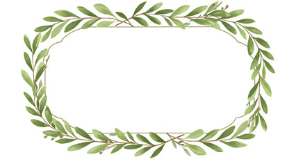 Elegant Green Leaf Frame Border Isolated for Invitations and Designs