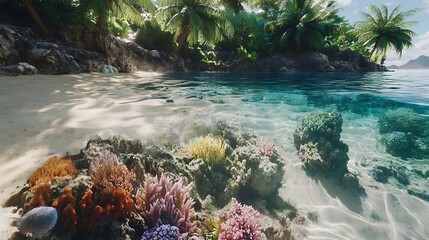 Golden rays catching waves as they break on shore image