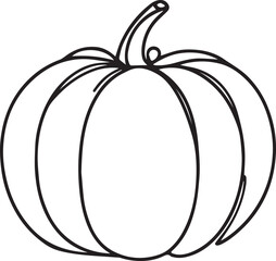 Pumpkin Line Art – Black Vector Illustration