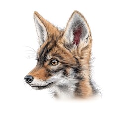 Fototapeta premium Coyote Pup Portrait for Wild Animal Drawing.