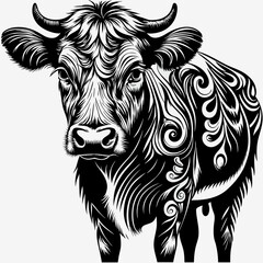 an illustration of a cow decorated with ornaments and beautiful art