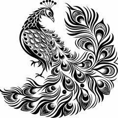 Fototapeta premium a magnificent peacock gracefully displaying its intricate plumage, a true marvel of nature's artistry