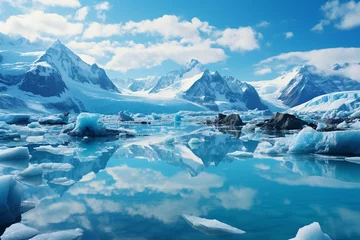 Fleecedeken met foto glaciers of Iceland hold power to mold very essence of country landscape and customs, embodying their profound impact on both natural world and vibrant tapestry of its people © inlovimage