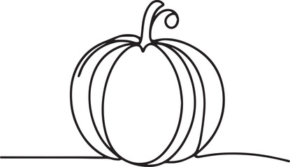 Pumpkin Line Art – Black Vector Illustration