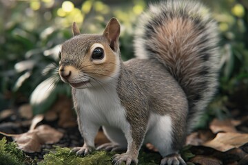 Obraz premium Squirrel in the forest, animal in the nature habitat, closeup