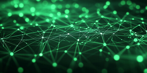 Obraz premium Abstract green data connections background with copy space