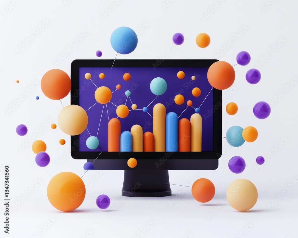 Poster interactive analytics dashboard with creative and colorful elements